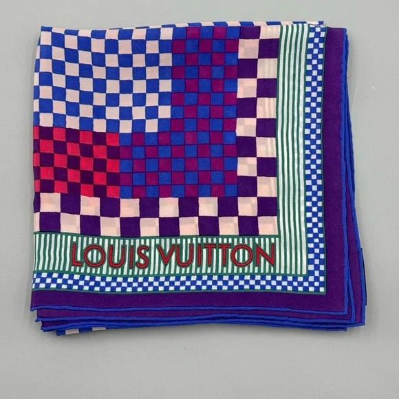 Louis Vuitton Damier Aquarelle Silk Chiffon Scarf - Picture 2 of 5